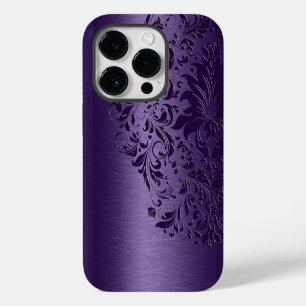 Metallic Purple Brushed Aluminium Purple Lace iPhone 14 Pro Case