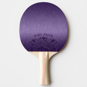 Metallic Purple Brushed Aluminium Purple Lace Ping Pong Paddle