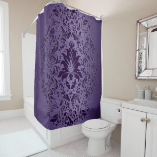 Metallic Purple Brushed Aluminium Purple Lace Shower Curtain