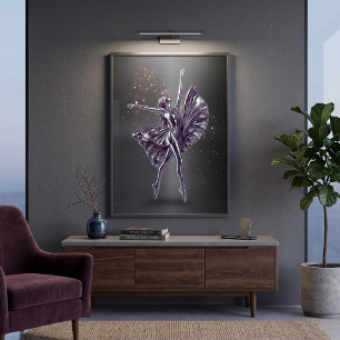 Metallic Purple Chrome Ballerina Dynamic Leap Pose Poster