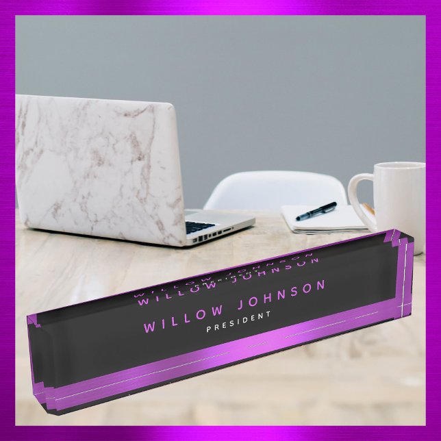 Metallic Purple Classy Executive Business Gift  Nameplate (Metallic Purple Classy Executive Business Gift Desk Name Plate)
