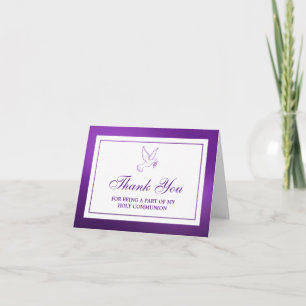 Metallic Purple Dove Holy Communion/Confirmation Thank You Card