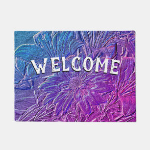 Metallic Purple Floral Doormat