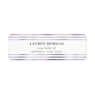 metallic purple foil stripes Return Address Label