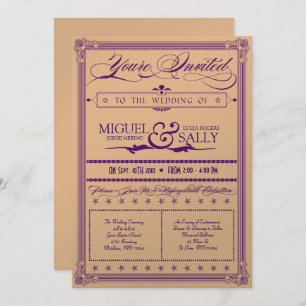 Metallic Purple & Gold DIY Wedding Invitation