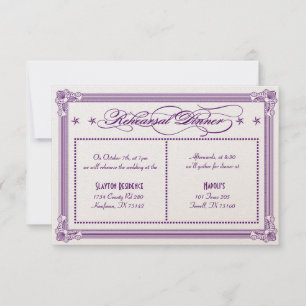 Metallic Purple & Gold Rehearsal Dinner Invitation
