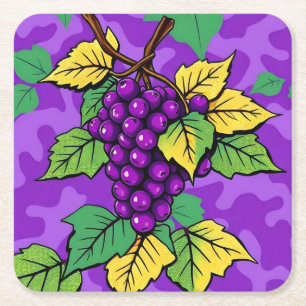 Metallic Purple Grapes Camo Coaster Set