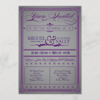 Metallic Purple & Grey Wedding Invitation