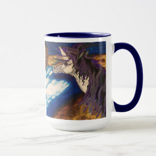 Metallic purple hair white unicorn Mug