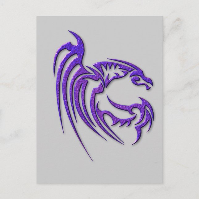 Metallic Purple Hammered Metal Dragon Postcard (Front)