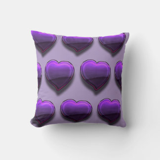 Metallic Purple Hearts Cushion