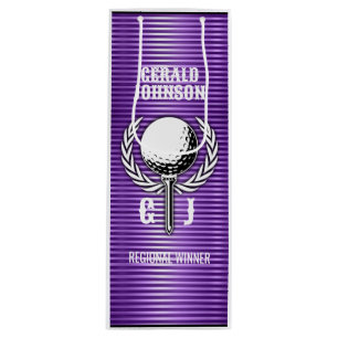 Metallic Purple Lines Golf Monogram Design Wine Gift Bag