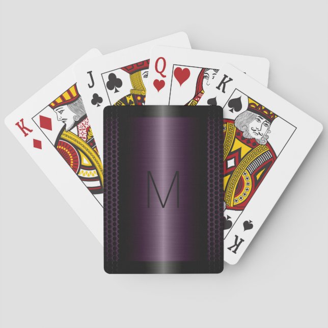 Metallic Purple Stainless Steel Metal Look Playing Cards (Back)
