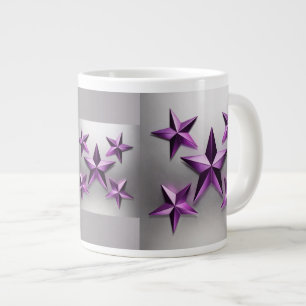 Metallic Purple Stars Gradient Gray Jumbo Mug