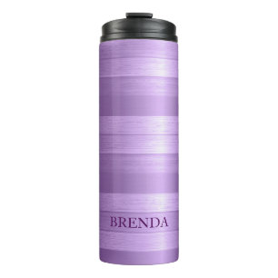 Metallic Purple Stripes Thermal Tumbler
