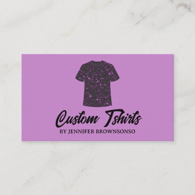 Metallic Purple T Shirt Print Clothing Apparel Business Card (Front)