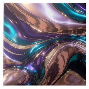 metallic purple, teal, blue, pink and gold tile