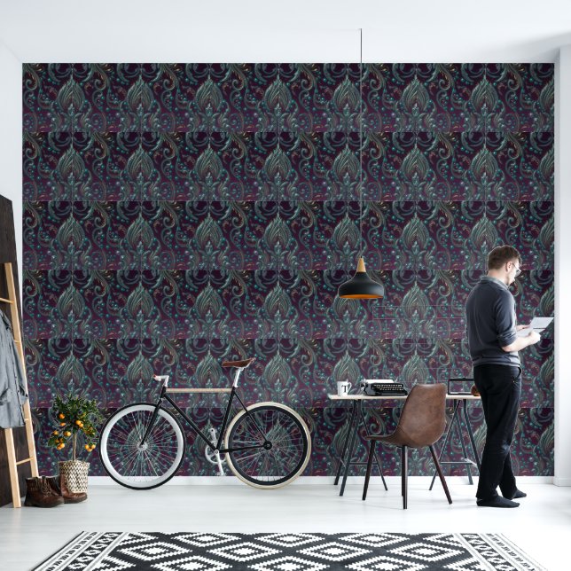 Metallic Purple Teal Gold  Wallpaper (Living Room)