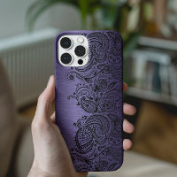 Metallic Purple With Black Paisley Lace