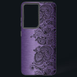 Metallic Purple With Black Paisley Lace Samsung Ga Galaxy Case<br><div class="desc">Image of a metallic purple background with a black floral paisley accent.</div>