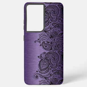 Metallic Purple With Black Paisley Lace Samsung Ga Galaxy Case