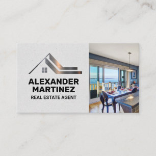 Metallic Real Estate Logo Home Interior Business Card