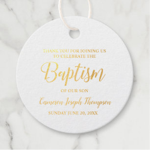 Metallic real Gold Baptism Baby boy Thank you Favour Tags