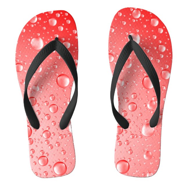 Metallic Red Abstract Rain Drops Flip Flops (Footbed)