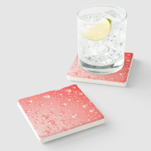 Metallic Red Abstract Rain Drops Stone Coaster