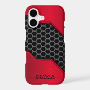 Metallic Red And Grey Honeycomb