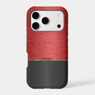Metallic red & black combo with gold accent