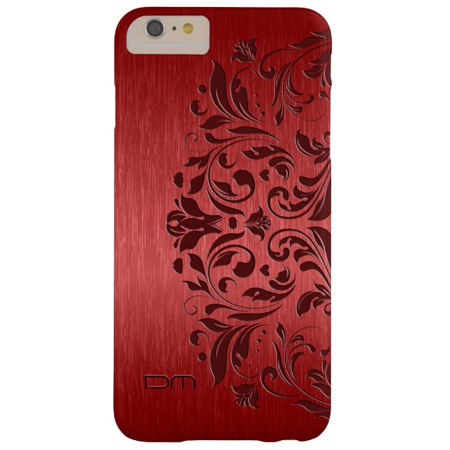 Metallic Red Brushed Aluminium & Floral Lace Case-Mate iPhone Case (Back)