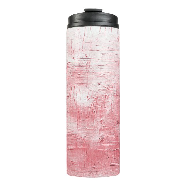 Metallic Red Canvas: Brushstroke Elegance. Thermal Tumbler (Front)