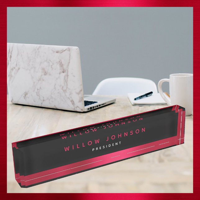 Metallic Red Classy Executive Business Gift  Nameplate (Metallic Red Classy Executive Business Gift Desk Name Plate)