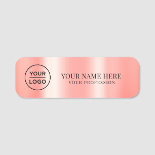Metallic Red Logo Employee magnetic, safety pin Name Tag