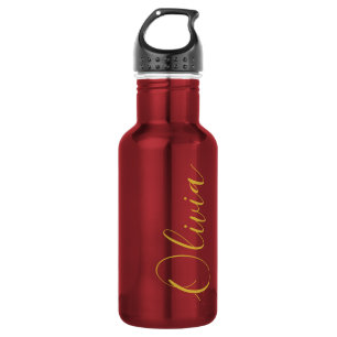 Metallic Red Olivia Script Name Design Type 532 Ml Water Bottle