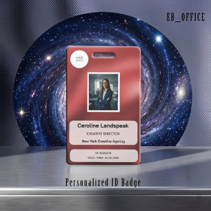 Metallic Red Ruby Dots, Custom Logo Photo ID Badge
