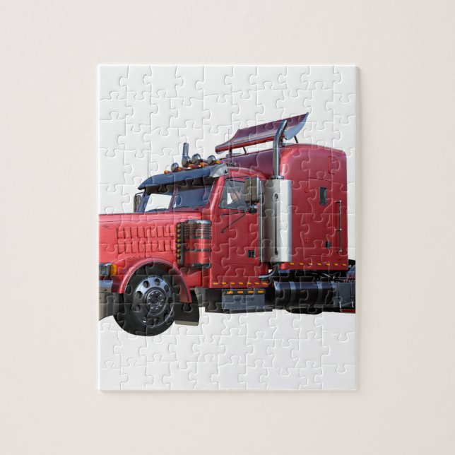 Metallic Red Semi Tractor Traler Truck Jigsaw Puzzle (Vertical)