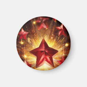 Metallic Red Stars With Bust Of Golden Energy Magnet