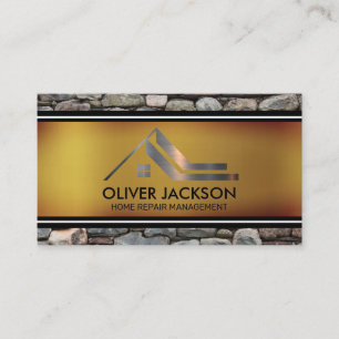 Metallic Residential Roof Logo Stone Wall Business Card
