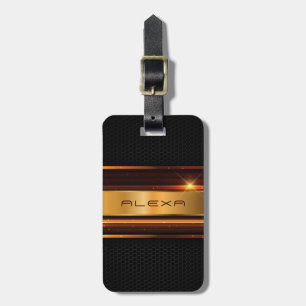 Metallic rich gold tones stripes luggage tag