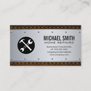 Metallic Rivets   Leather Stitched Business Card