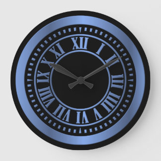 Metallic Roman Numerals Clock Face - Blue