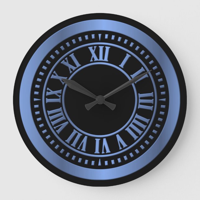 Metallic Roman Numerals Clock Face - Blue (Front)