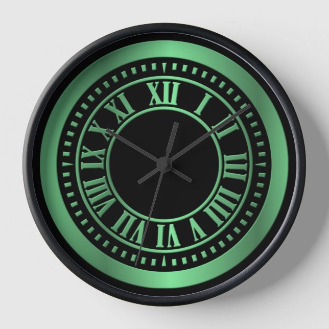 Metallic Roman Numerals Clock Face - Green (Front)