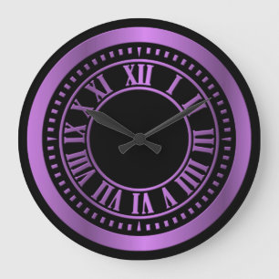 Metallic Roman Numerals Clock Face - Purple