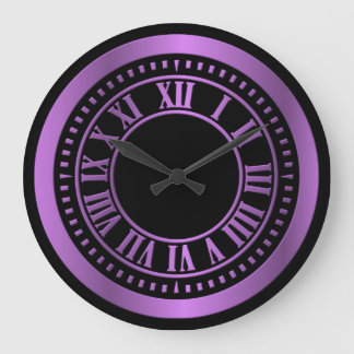 Metallic Roman Numerals Clock Face - Purple