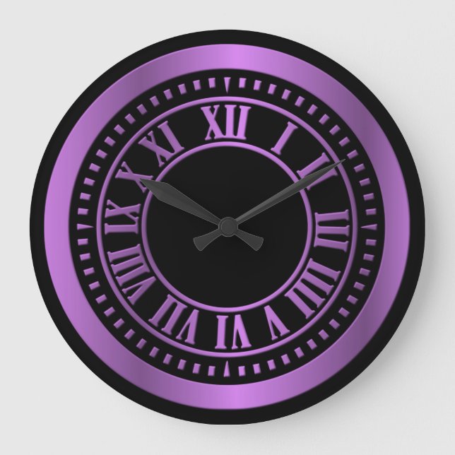 Metallic Roman Numerals Clock Face - Purple (Front)