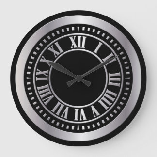Metallic Roman Numerals Clock Face - Silver