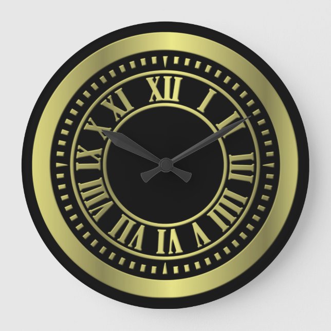 Metallic Roman Numerals Clock Face - Yellow (Front)